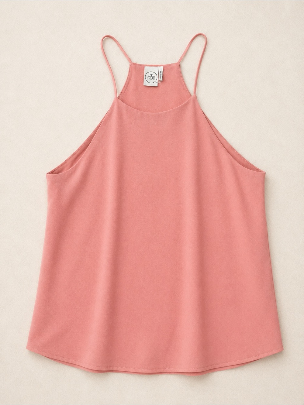 Paper Crane  Peachy Pink High-Neck Cami Tank / Flowy Tank Top / Going Out Shirt